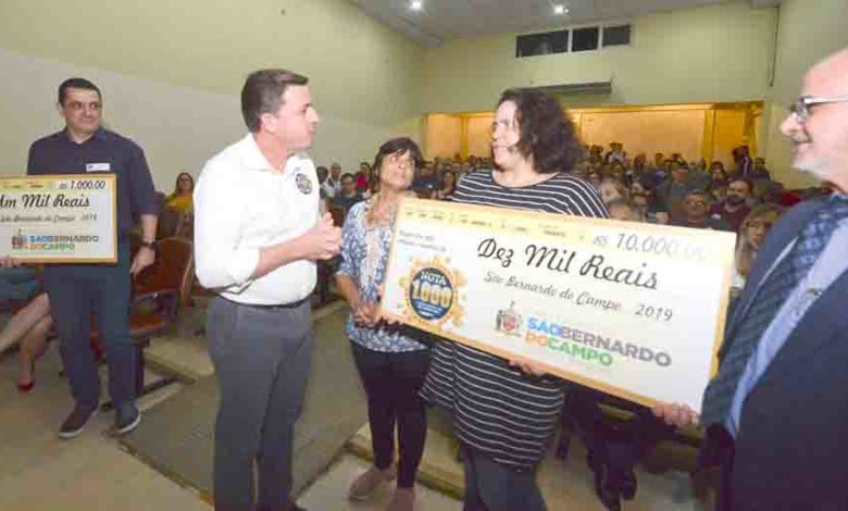 Prefeitura de São Bernardo premia 91 ganhadores do Programa Nota 1.000