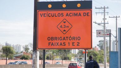 Limite de 5,5 metros passa para 4,3 metros nas duas faixas da direita da avenida dos Estados, em ambos os sentidos, e para 4,7 metros nas demais faixas, por causa de obras de duplicação do viaduto