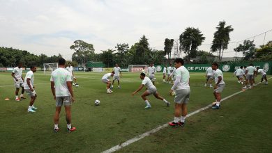 Jogadores do Palmeiras em treino na Academia de Futebol (Foto: Cesar Greco/Palmeiras/by Canon)