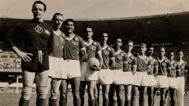 Elenco do Palmeiras antes da grande final contra a Juventus em 1951, no Estádio do Maracanã, Crédito: Arquivo Nacional