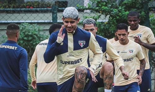 Elenco treinou ontem (15) no CT da Barra Funda para enfrentar o time equatoriano - Crédito: São Paulo Futebol Clube