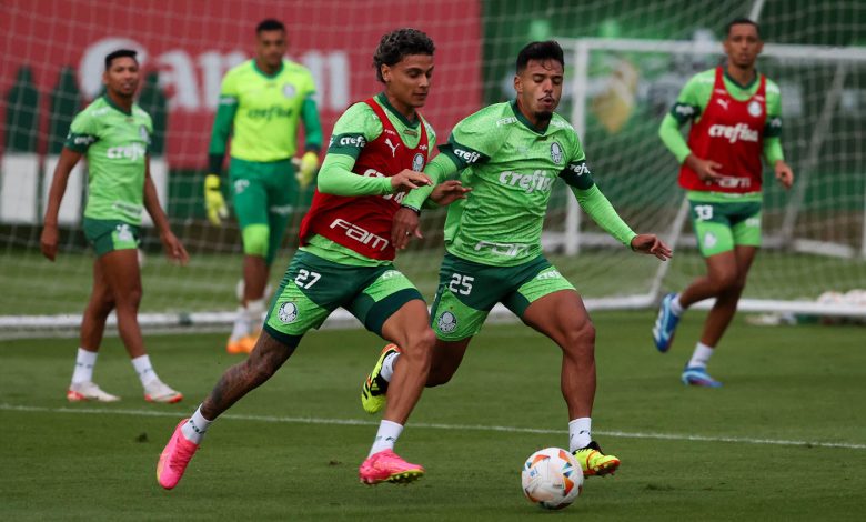 Elenco treinou ontem (14) e Abel Ferreira fará um trabalho leve hoje (15) pela manhã com os titulares - Crédito: Cesar Greco/Palmeiras/by Canon