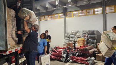 Força-tarefa já carregou três caminhões com donativos para os afetados pelo desastre no Sul - Crédito: Helber Aggio/PSA e Divulgação/PSA