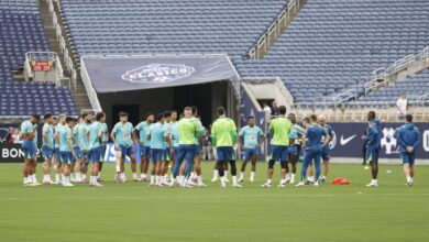 Jogadores treinam no Camping World Stadium, em Orlando, palco do amistoso contra os Estados Unidos - Créditos: Rafael Ribeiro/CBF