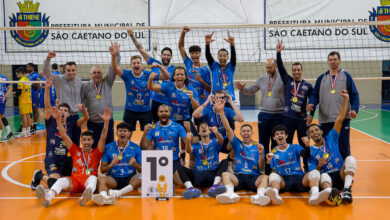 Vôlei masculino sub-21 superou o Santo André por 3 a 0 e ficou com a medalha de ouro - Crédito: Eric Romero / PMSCS