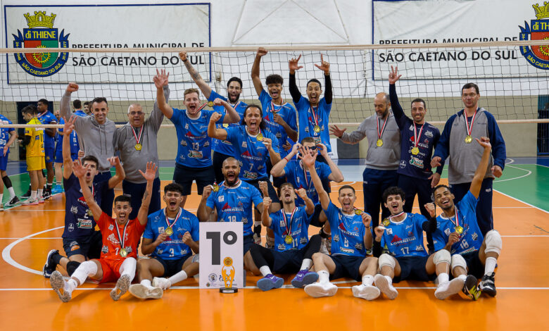 Vôlei masculino sub-21 superou o Santo André por 3 a 0 e ficou com a medalha de ouro - Crédito: Eric Romero / PMSCS