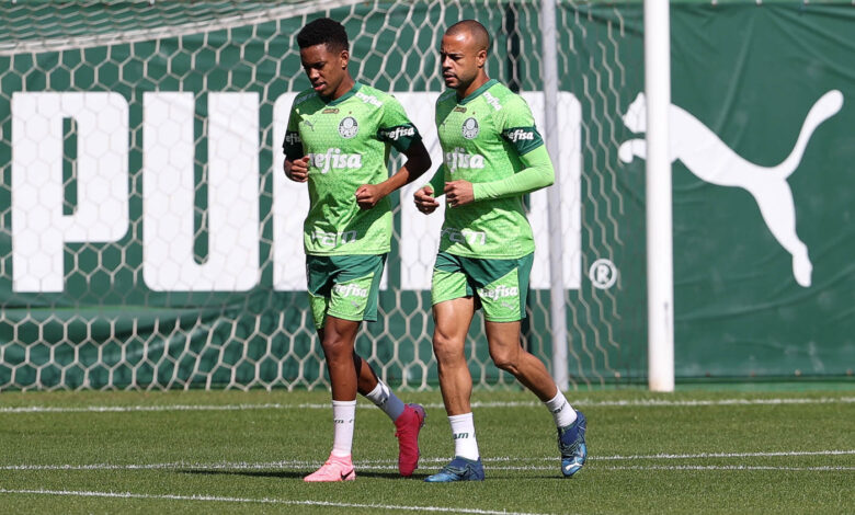 Estêvão e Mayke voltam aos treinos em transição física após lesões - Crédito: Cesar Greco/Palmeiras/by Canon