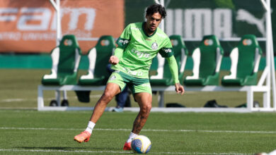 Zagueiro Gustavo Gómez durante treinamento na Academia de Futebol - Crédito: Cesar Greco/Palmeiras/by Canon