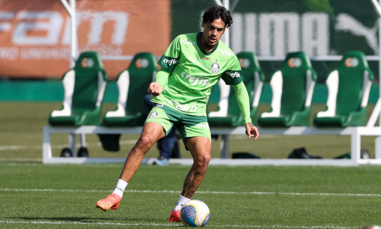 Zagueiro Gustavo Gómez durante treinamento na Academia de Futebol - Crédito: Cesar Greco/Palmeiras/by Canon