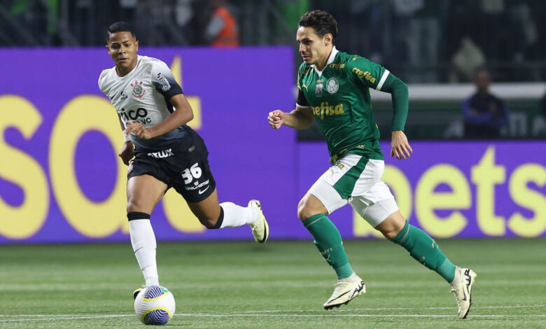 Mesmo com expulsão de Veiga, Palmeiras domina e vence o Derby no Allianz Parque - Crédito: Cesar Greco/Palmeiras/by Canon