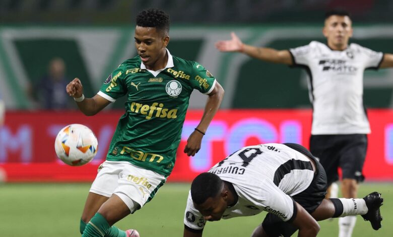Estêvão foi o homem mais acionado e responsável por dar trabalho à zaga botafoguense - Crédito: Cesar Greco/Palmeiras/by Canon