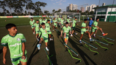 Elenco completo treina, mas titulares devem ser poupados pensando na Copa do Brasil - Crédito: Cesar Greco/Palmeiras/by Canon