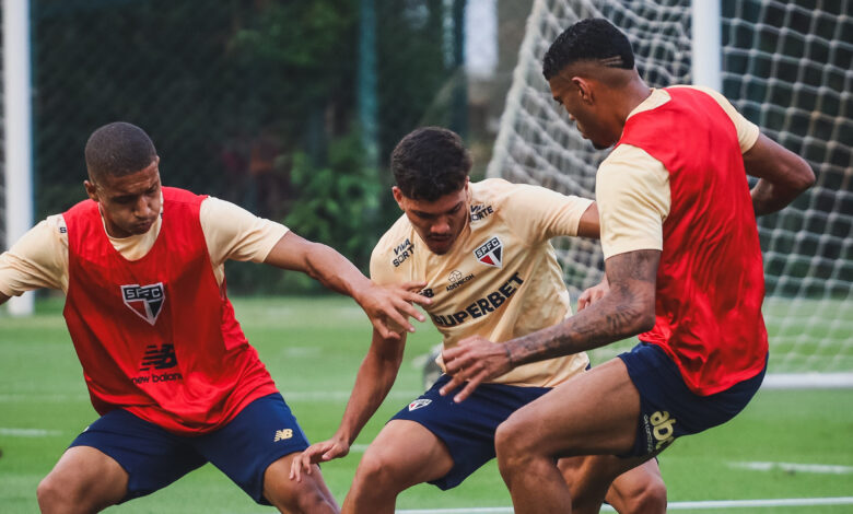 Elenco tem mais um treinamento, hoje (14), antes de viajar à noite para Belo Horizonte - Crédito: Erico Leonan / saopaulofc.net