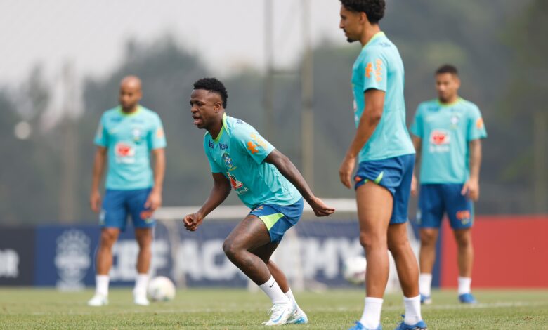Pela Seleção, Vini Jr. ainda não apresentou o ótimo futebol que o colocou como titular no Real Madrid - Créditos: Rafael Ribeiro/CBF