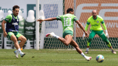 Palmeiras treina sem três de seus jogadores titulares, o goleiro Weverton, o zagueiro Gómez e o volante Richard Ríos - Crédito: Cesar Greco/PAlmeiras/by Canon