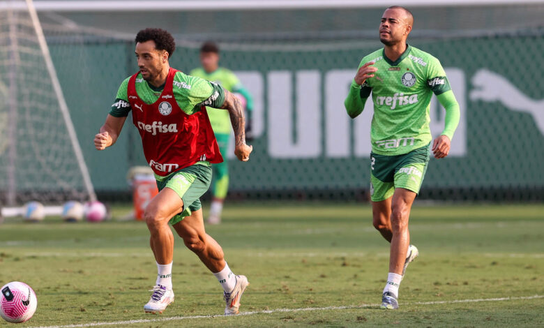 Mayke volta a ficar à disposição, mas enfrentará boa fase de Rocha e Giay - Crédito: Cesar Greco/Palmeiras/by Canon