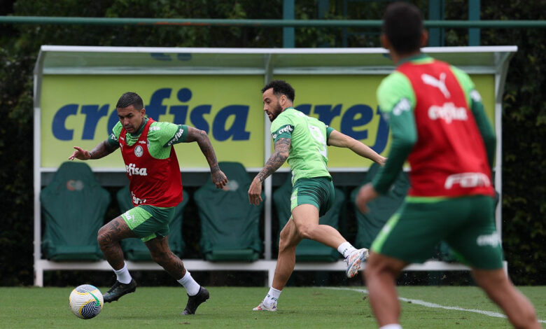 Dudu pode ser titular no lugar de Felipe Anderson, que não vive bom momento em campo - Crédito: Cesar Greco/Palmeiras/by Canon