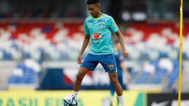 Estevão durante o primeiro treino da Seleção Brasileira no Mangueirão para enfrentar a Venezuela - Crédito: Créditos: Rafael Ribeiro/CBF