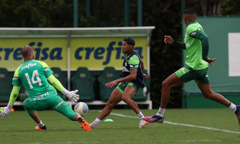 Elenco volta a treinar, mas, agora, precisa ganhar todos os seus jogos e torcer para, aos menos, duas derrotas do Botafogo-RJ, para manter vivo o sonho do tricampeonato inédito - Crédito: Cesar Greco/Palmeiras/by Canon