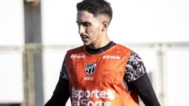Raí Ramos em treino do Ceará, que deve rescindir contrato com o São Paulo e seguir para reforçar o Dragão - Crédito: Gabriel Silva/Ceará SC