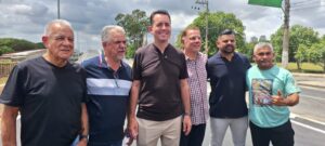 Vereador Vavá da Churrascaria, secretário de Mobilidade Urbana, Donizeti Pereira, prefeito Paulo Serra e os vereadores Carlos Ferreira, Nino e Renatinho ,na inauguração do viaduto sentido São Caetano/Mauá