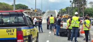 Viaduto sentido São Caetano/Mauá minutos antes de ser aberto aos veículos